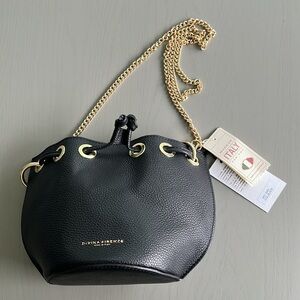 NWT Divina Firenze Black Bucket Purse  Italian Leather Handcrafted Handbag